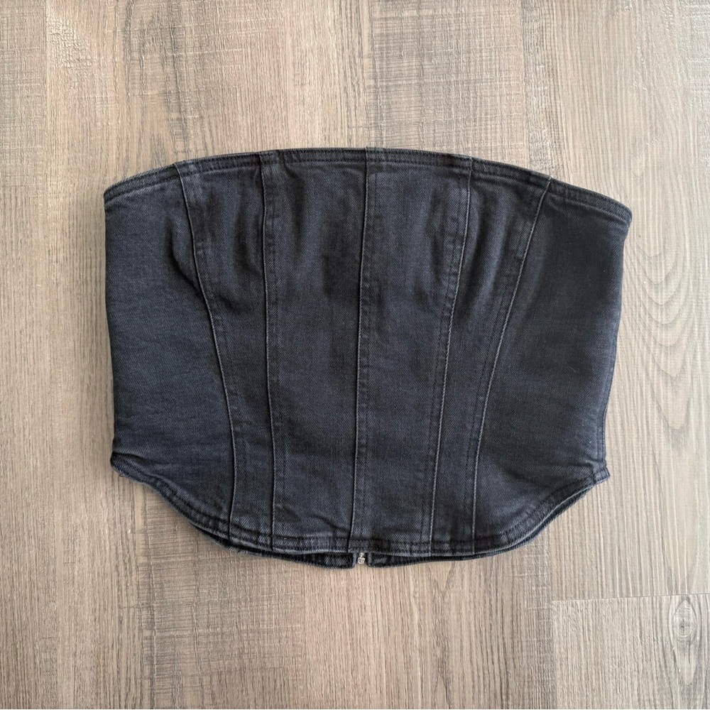 Aritzia Denim Forum Black Corset Top - The 90’s Debbie Denim Bustier